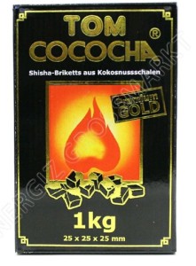 Kostki węgla drzewnego TOM Cococha 25*25*25 mm ZŁOTE 1 kg